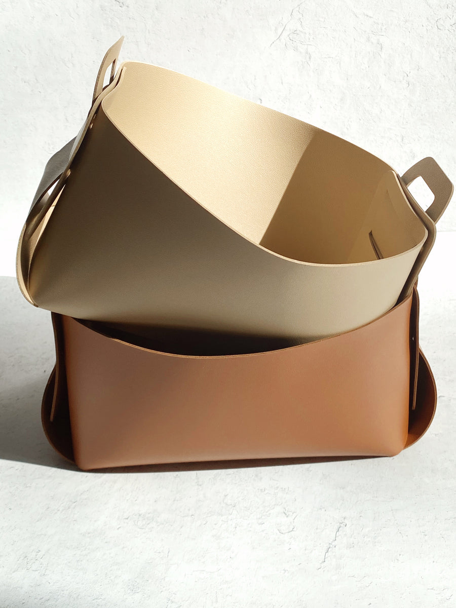 Vegan leather gift basket/storage basket